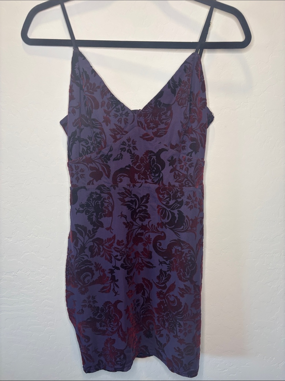 privy Purple and Black Floral Velvet Mini Dress